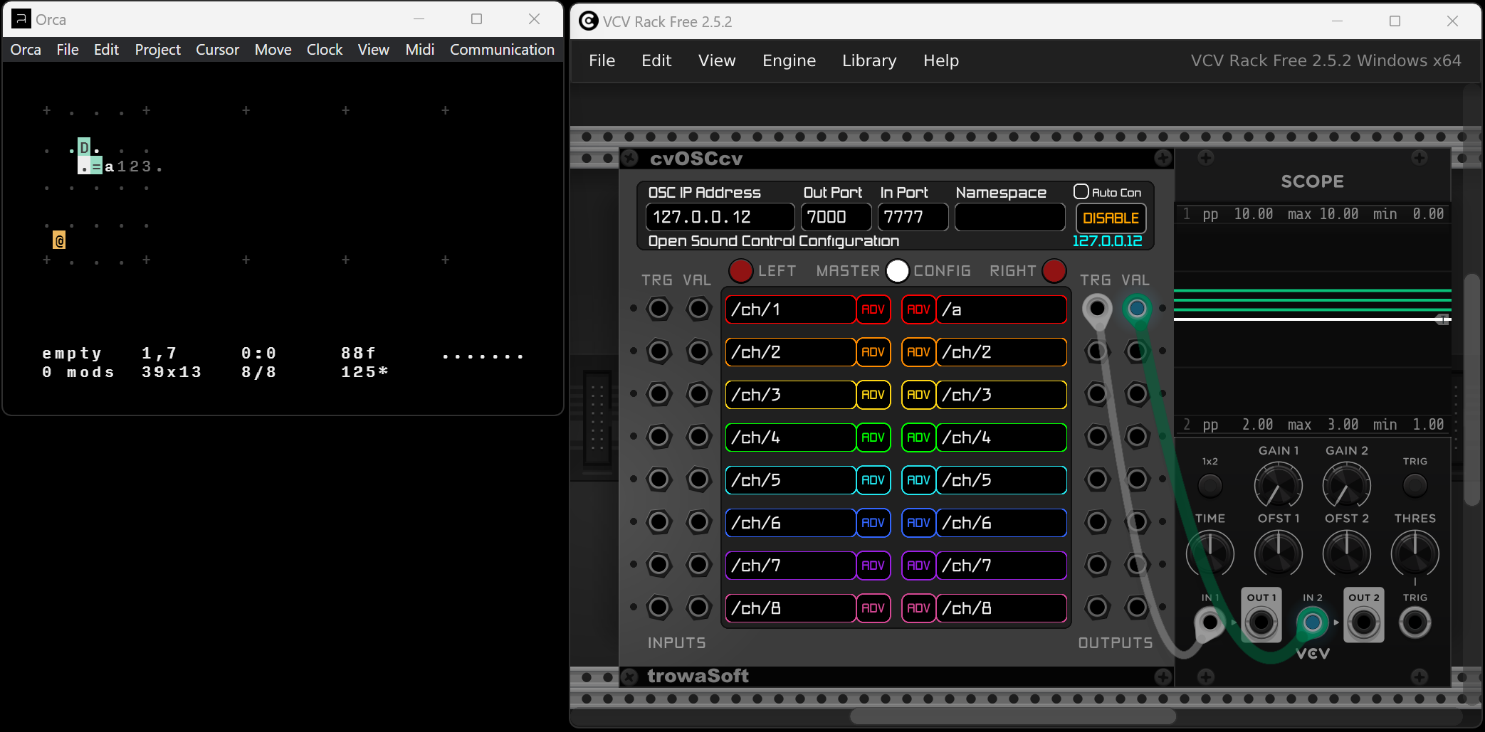 ORCA and cvOSCcv configured